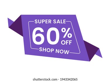 Super Sale 60% Off Shop Now. 60 Percent Discounts Banner