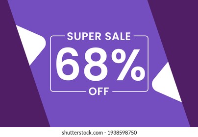 Super Sale 68% Off Banner, Sale tag 68% off vector illustration