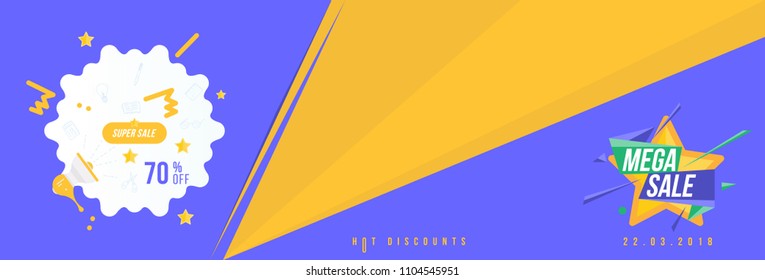 Super sale 70% off discount. Horizontal Banner template for design advertising and poster. Flat vector illustration EPS 10.