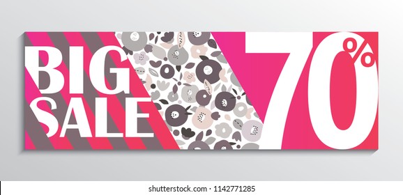 Super sale 70% off discount bright poster format and flyer. Template for design advertising and banner. Flat vector illustration