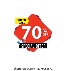 Super Sale 70% off Special Offer Vector Template Design Illustration