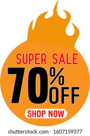 Super Sale 70 percent off  - vector creative banner illustration. Abstract concept discount promotion layout on white background. Design elements.