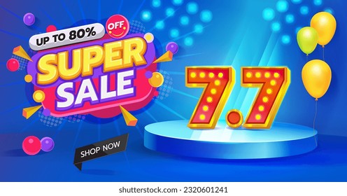 
The super sale 7.7 illustration design concept is vibrant, energetic