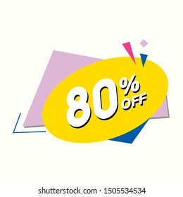 Super sale 80 off banner template design, Big sale special offer. End of season special offer banner. Vector illustration