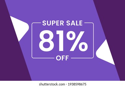 Super Sale 81% Off Banner, Sale tag 81% off vector illustration