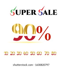 Super Sale 90% Label Vector Template Design Illustration