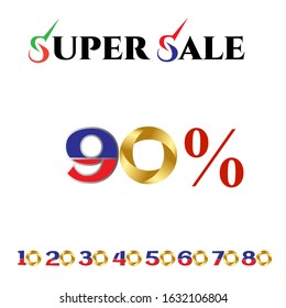 Super Sale 90% Label Vector Template Design Illustration