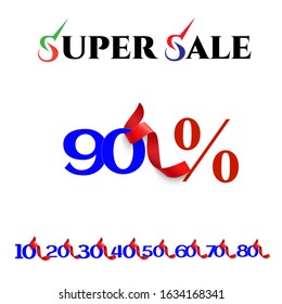 Super Sale 90% Label Vector Template Design Illustration