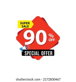Super Sale 90% off Special Offer Vector Template Design Illustration
