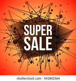 Super Sale Abstract Banner with dot and lines. Vector background illustration.