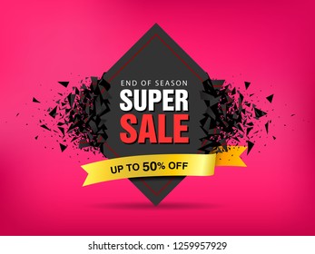 Super Sale abstract banner template design. Banner with explosion effect. Vector illustration Background