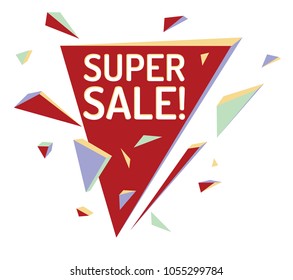 Super sale abstract red triangles advertising sign 