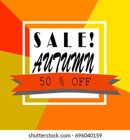 Super Sale AUTUMN and special offer. 50% off. Vector illustration.Theme color.