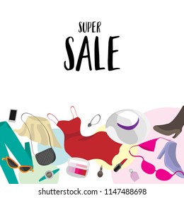 Super Sale background Design for shop. Vector illustration.