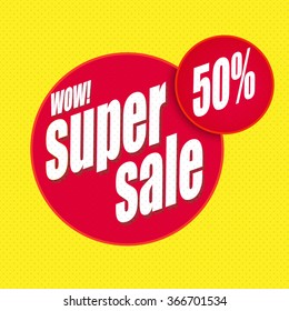 Super Sale background. Sale vector 50% off illustration.