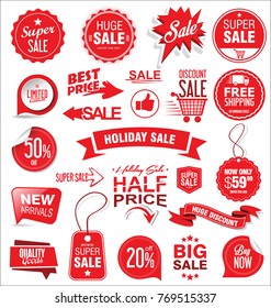 Super sale badges and labels vector collection