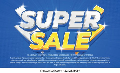 Super sale banner 3d editable text effect