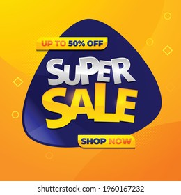 Super sale banner background, vector template design for special discound media promotion, web banner and social media