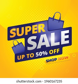 Super sale banner background, vector template design for special discound media promotion, web banner and social media