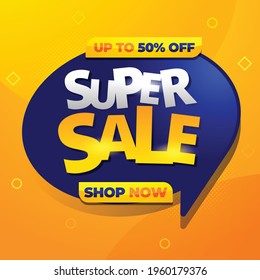 Super sale banner background, vector template design for special discound media promotion, web banner and social media