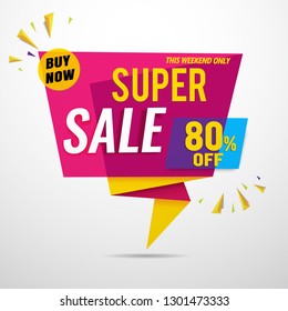super sale banner. bright vector banner. Nice plastic cards in material design style.