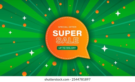 Super sale banner. Chat speech bubble banner. Sale offer price sign. Special offer symbol. Discount tag speech bubble message.