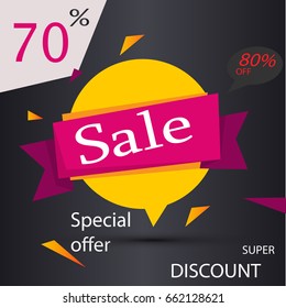 Super sale banner, colorful and playful design. Vector illustration