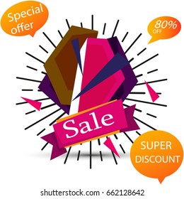 Super sale banner, colorful and playful design. Vector illustration