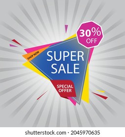 Super sale banner colorful vector design