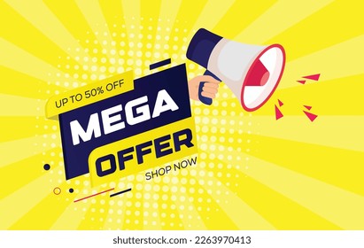 Super sale banner comic background speaker design eps vector illustration. 