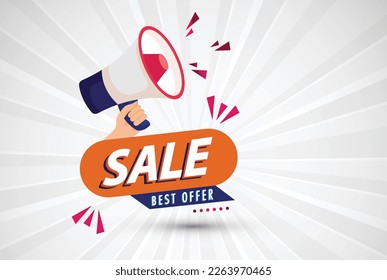 Banner de súper venta cómico diseño de altavoces de fondo eps ilustración vectorial. 