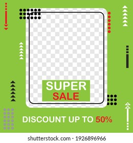Super Sale Banner design. discount banner vector Template with eps10 green background free royalty 