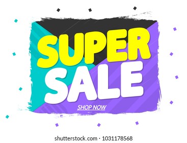 Super Sale, banner design template, app icon, vector illustration 