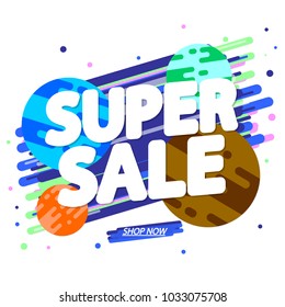 Super Sale, banner design template, discount tag, app icon, vector illustration 