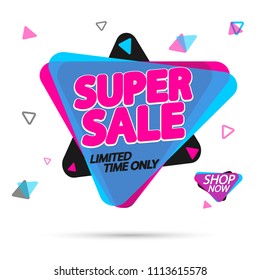 Super Sale, banner design template, discount tag, app icon, vector illustration