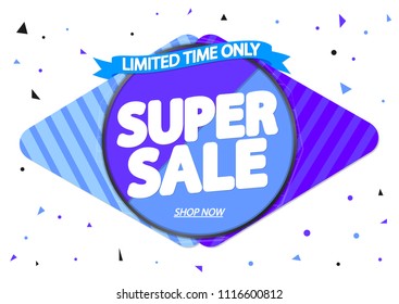 Super Sale, banner design template, discount tag, app icon, vector illustration