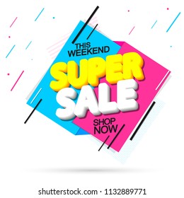 Super Sale, banner design template, discount tag, special offer, app icon, vector illustration