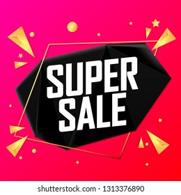 Super Sale, banner design template, discount tag, vector illustration