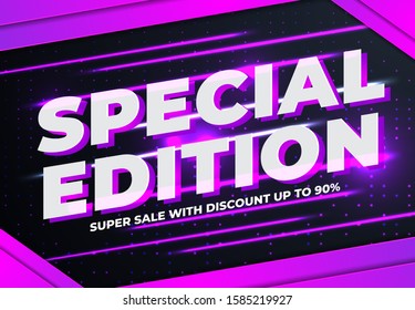 Super Sale Banner Design Template for Social Media Promotion with Purple Color Background