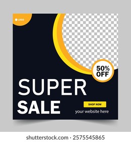 Super Sale Banner Design Template. Editable Post Template Social Media Banners