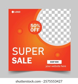 Super Sale Banner Design Template. Editable Post Template 