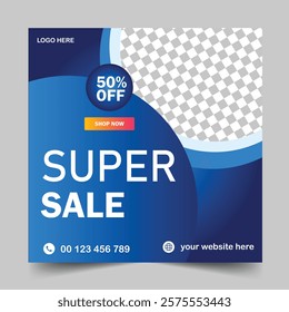 Super Sale Banner Design Template. Editable Post Template 