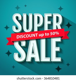 Super Sale banner design template. Super Sale inscription. Vector illustration