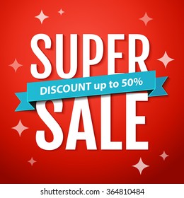 Super Sale banner design template. Super Sale inscription. Vector illustration