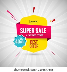 Super Sale Banner Design. Vector Illustration