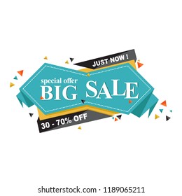 Super Sale Banner Discount Tag Origami Folded Paper