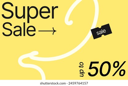 Super sale banner in flat style. Modern abstract template design. Minimal geometric background. Special discount offer 