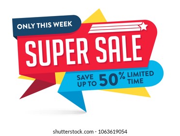 Super Sale Banner Limited Offer Vector Modern Sticker Illustration Isolated Background