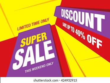 Super sale banner, poster. Sale background. Sale label.