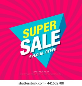 Super sale banner, poster. Sale background. Sale label